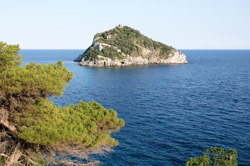 vista da lontano dell'isola di bergeggi